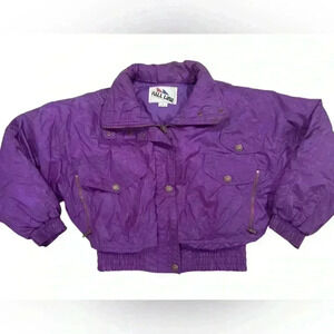 Vintage Fall Line Skiwear Down Filled Purple Cropped Ski Jacket Women’s Sz Lg